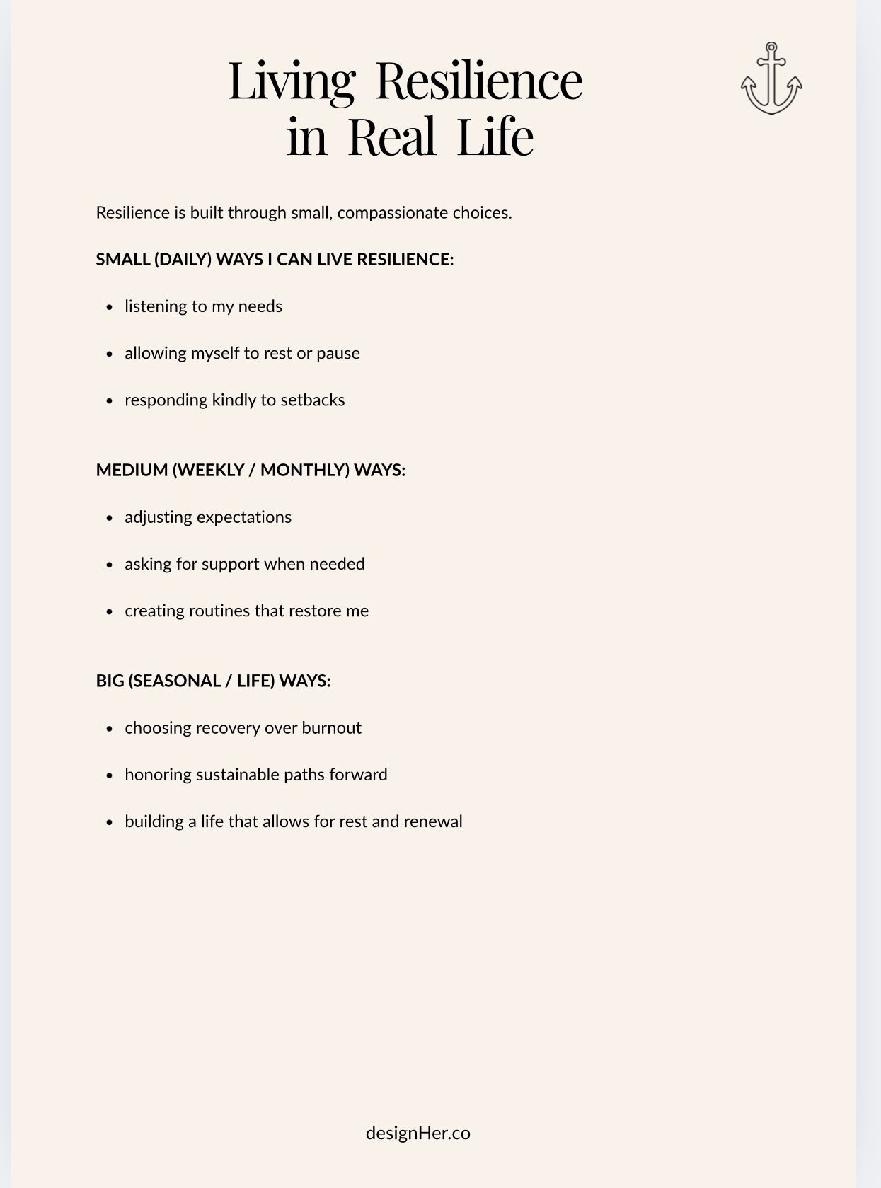 Activate Resilience — A DesignHer Values Workbook