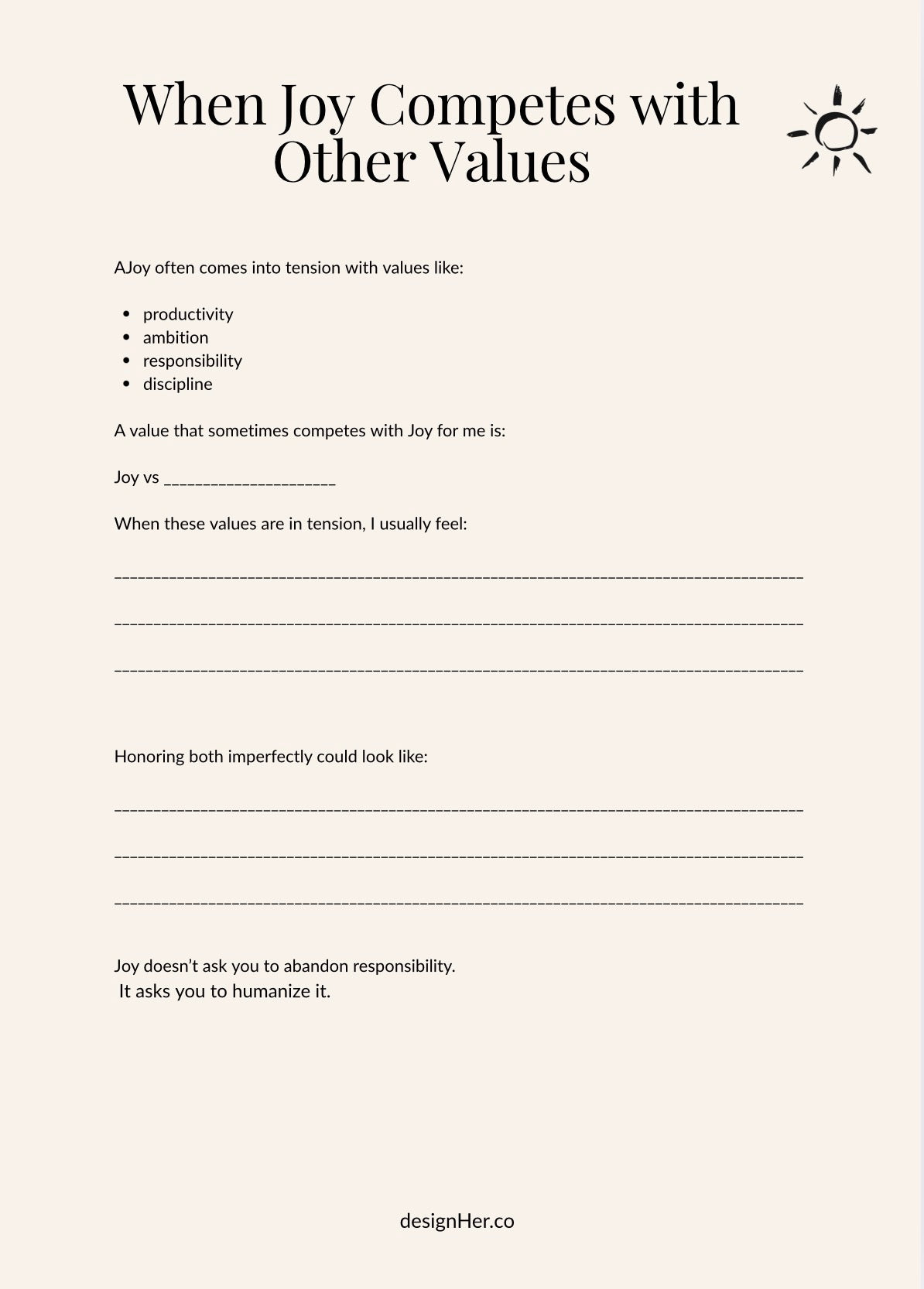 Activate Joy — A DesignHer Values Workbook